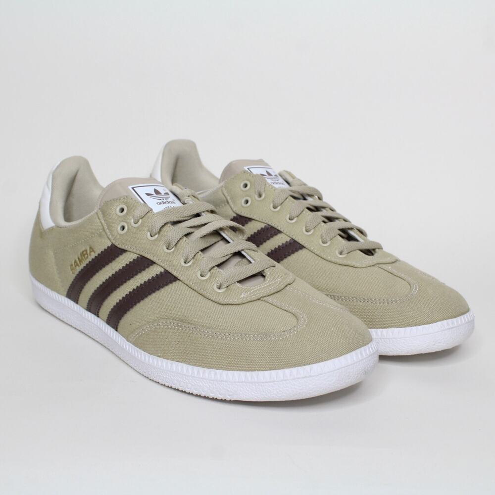 adidas Samba Beige with Dark Brown Stripes Athletic Shoes